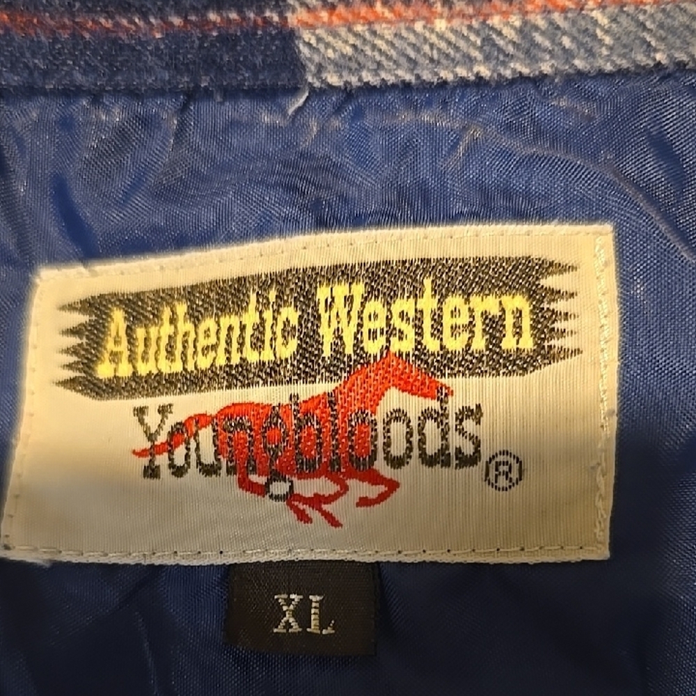 Authentic Western Youngbloods Long Sleeve Blue Plaid FlannelShirt XL - Picture 2 of 5